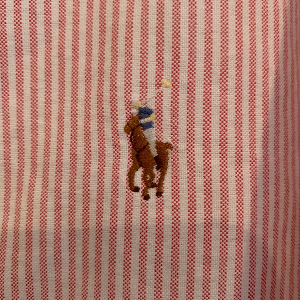 Ralph Lauren Pink White Striped Cotton Classic Fit Long Sleeve Shirt 15/32-33 - Picture 3 of 9